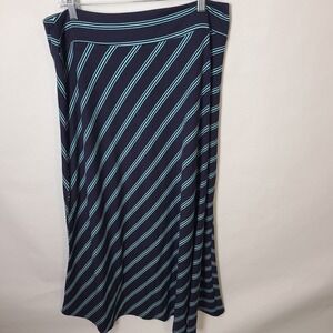 Talbots Petite Large PL Augusta Stripe Jersey Maxi Skirt‎ Pull On Blue Stretch